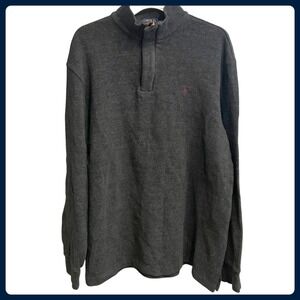 Polo Ralph Lauren Men Charcoal Gray 1/4 Zip Mock Neck Long Sleeve Shirt Size L